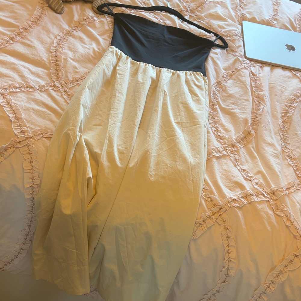 Black and Cream Strapless dress